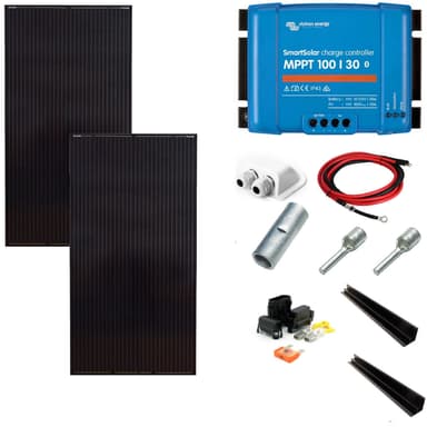 SKANBATT 2x 166x68 - 440w HighVolt 2x220W Black komplett kit med VICTRON BT MPPT