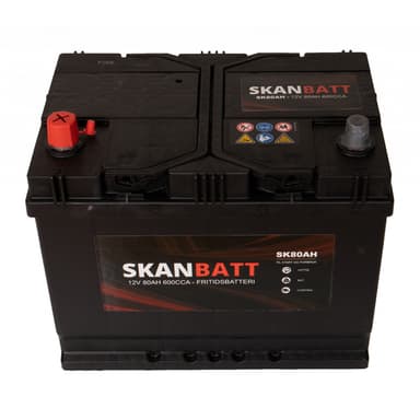 SKANBATT Fritidsbatteri 12V 80AH 600CCA (256x174x205/225mm) +venstre