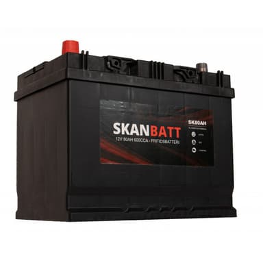 SKANBATT Fritidsbatteri 12V 80AH 600CCA (256x174x205/225mm) +venstre