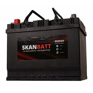 SKANBATT Fritidsbatteri 12V 80AH 600CCA (256x174x205/225mm) +venstre