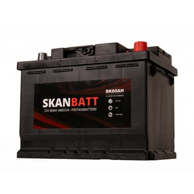 SKANBATT Fritidsbatteri 12V 60AH 480CCA (242x175x190/190mm) +høyre
