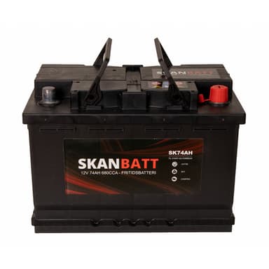 SKANBATT Fritidsbatteri 12V 74AH 680CCA (278x175x190/190mm) +høyre