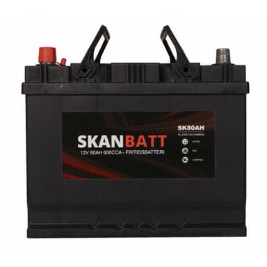 SKANBATT Fritidsbatteri 12V 80AH 600CCA (256x174x205/225mm) +venstre