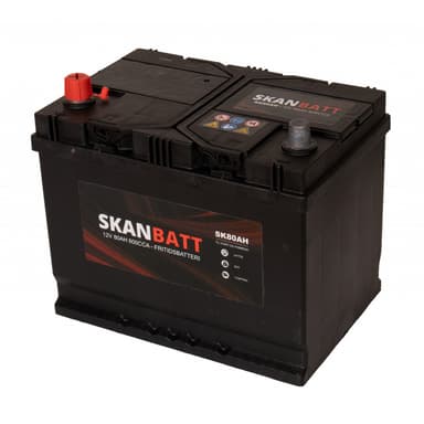 SKANBATT Fritidsbatteri 12V 80AH 600CCA (256x174x205/225mm) +venstre