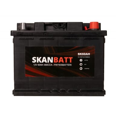 SKANBATT Fritidsbatteri 12V 60AH 480CCA (242x175x190/190mm) +høyre