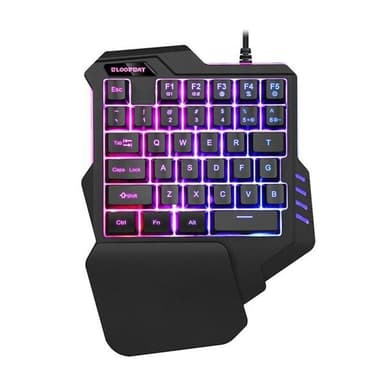 Enhånds gaming-tastatur med belysning - 7 RGB-farger