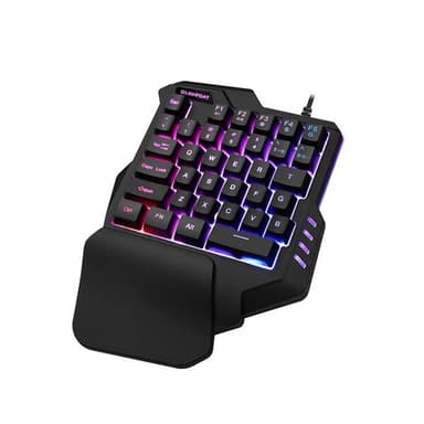 Enhånds gaming-tastatur med belysning - 7 RGB-farger