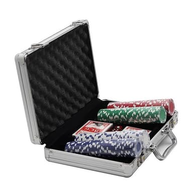 Pokersett med 200 sjetonger og etui i aluminium
