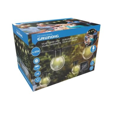 Grundig solcelledrevet lysslynge med 20 lamper