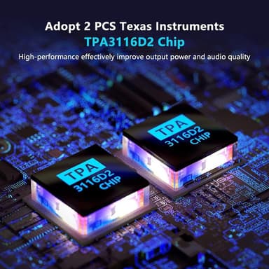 Fosi Audio BT30D-S Bluetooth 5.0 Stereo Audio Mottaker Forsterker 2.1 Kanal Mini Hi-Fi Klasse D Integrert Amp 2X50 Watt