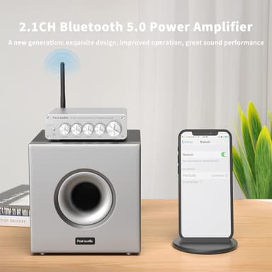 Fosi Audio BT30D-S Bluetooth 5.0 Stereo Audio Mottaker Forsterker 2.1 Kanal Mini Hi-Fi Klasse D Integrert Amp 2X50 Watt