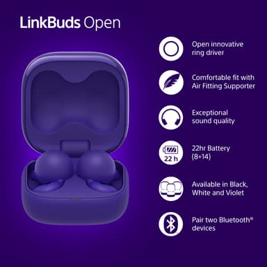 Sony LinkBuds Open helt trådløse in-ear hodetelefoner (lilla)