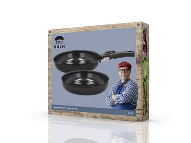 HOLM Fryingpan set removable handle Dia 24+28 cm Black