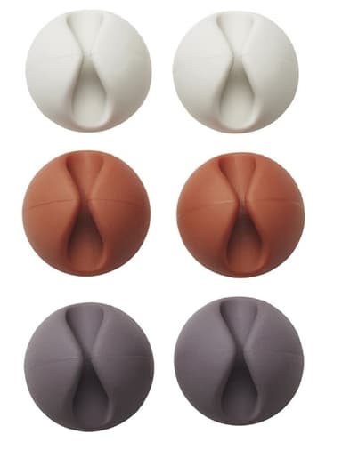 Kabelholder/kabelklemme, 6-pakning (hvit/brun/svart)