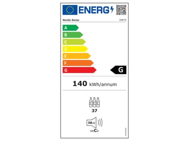 Nordic Sense Vinkjøleskap 33 flasker Svart