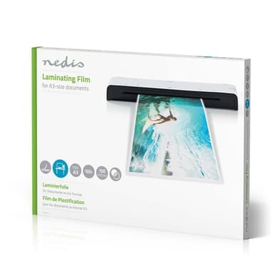 Nedis lamine~~POS=TRUNC Film | A3 | Tykkelse: 100 µm | Pakker per: 100 stk. | Plast | Gjennomsiktig