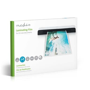 Nedis lamine~~POS=TRUNC Film | A3 | Tykkelse: 100 µm | Pakker per: 100 stk. | Plast | Gjennomsiktig