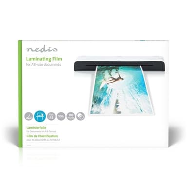 Nedis lamine~~POS=TRUNC Film | A3 | Tykkelse: 100 µm | Pakker per: 100 stk. | Plast | Gjennomsiktig