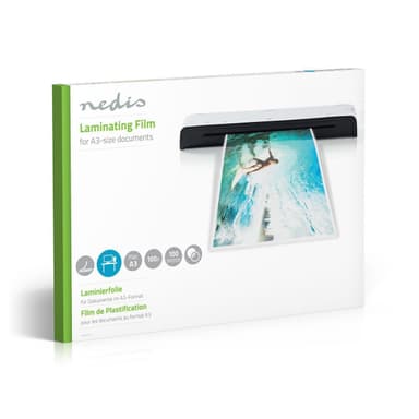 Nedis lamine~~POS=TRUNC Film | A3 | Tykkelse: 100 µm | Pakker per: 100 stk. | Plast | Gjennomsiktig