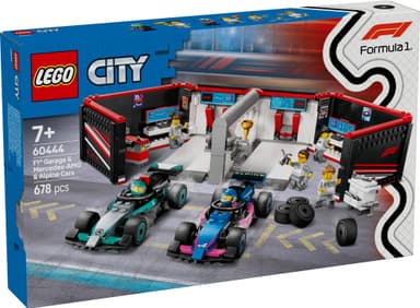 LEGO City F1-verksted med Mercedes-AMG og Alpine 60444