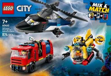 LEGO City Pakke med helikopter, brannbil og ubåt 60462