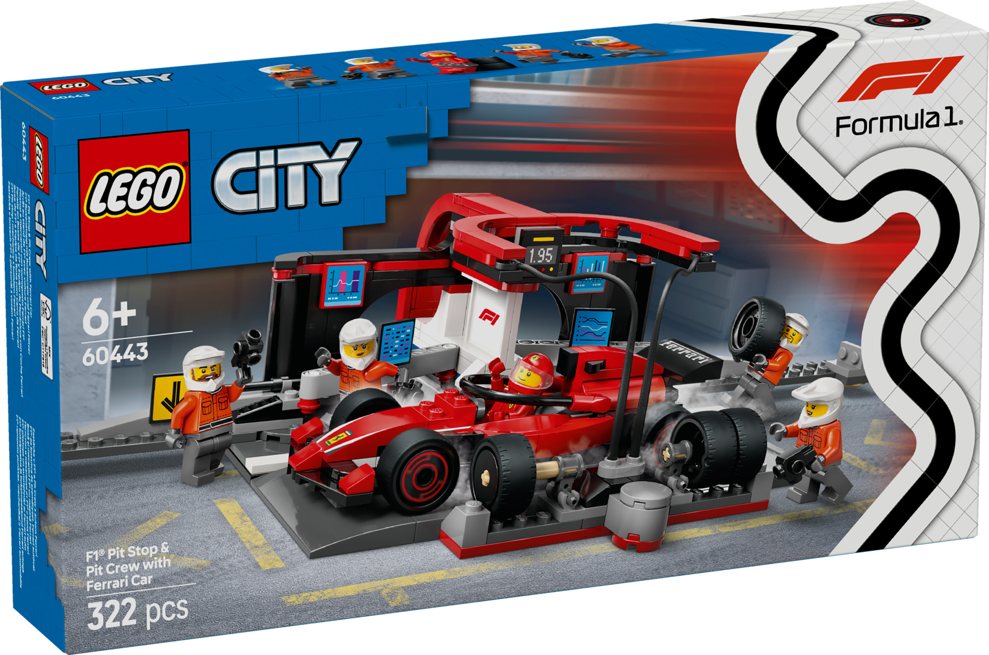LEGO City F1-depotstopp og -team med Ferrari-bil 60443