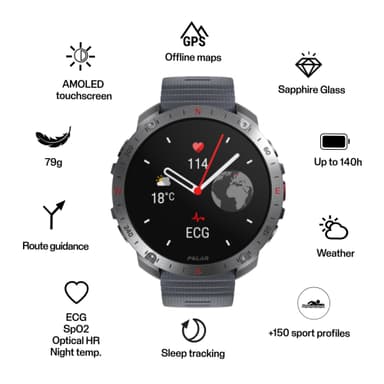 Polar Grit X2 Pro Sport Watch S-L (grå)