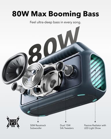 Soundcore Boom 2 bærbar trådløs høyttaler (blå)