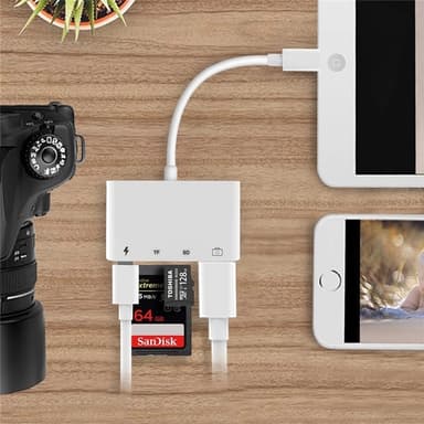NÖRDIC Lightning-kortleser 2 spor SD, MicroSD 1xUSB-A, 1xUSB-C Lading UHS-I