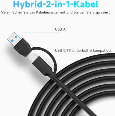 NÖRDIC GEN 3.2 USB-C og USB-A drevet Hub 7ports 7x10Gbps 1m kabel individuell bryter