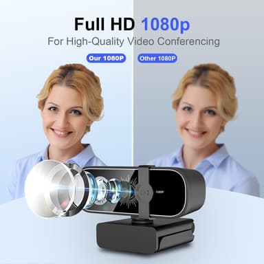 NÖRDIC USB Webcam 1080P Full HD 30fps med mikrofon roterbar 360 grader 2MP autofokus