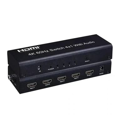 NÖRDIC HDMI Switch 4 til 1 Ultra HD 4K60Hz 4: 4: 4 HDCP2: 2 HD10 SPDIF og Stereo Dolby DTS HD PS3 / 4/5, Xbox, Chromecast, kompatibel med Nintendo Switch
