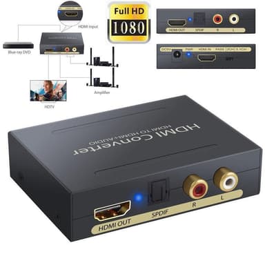 NÖRDIC HDMI Audio Extractor 1XHDMI inngang til 1xHDMI Full HD, 1XTOSLINK og 2XRCA-utgang