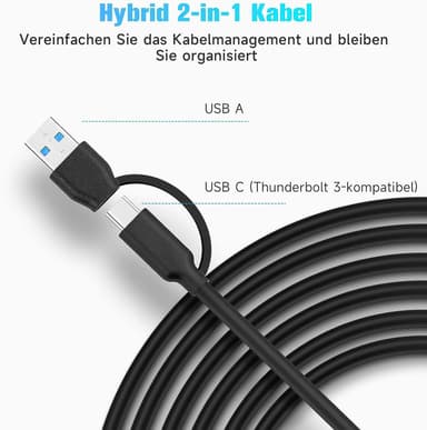 NÖRDIC GEN 3.2 USB-C og USB-A drevet Hubb 7-porter 3x10Gbps 4x5Gbps 1m kabel individuell bryter
