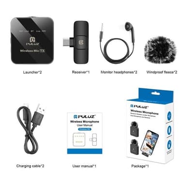 Puluz Trådløse mikrofoner med mottaker for enheter med USB-C