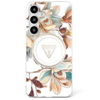 Guess Glitter Flower MagSafe deksel Samsung Galaxy S25 - White