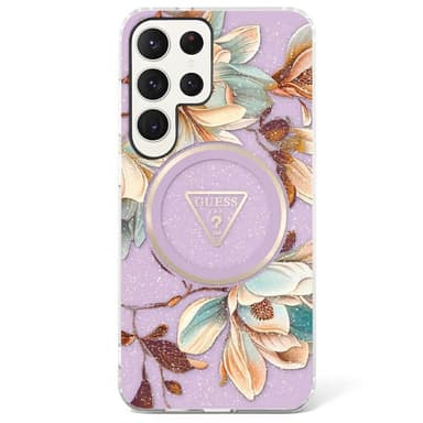 Guess Glitter Flower MagSafe deksel Samsung Galaxy S25 Ultra - Purple