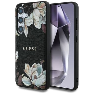 Guess Grained Flower MagSafe deksel Samsung Galaxy S25 - Svart