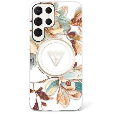 Guess Glitter Flower MagSafe deksel Samsung Galaxy S25 Ultra - White