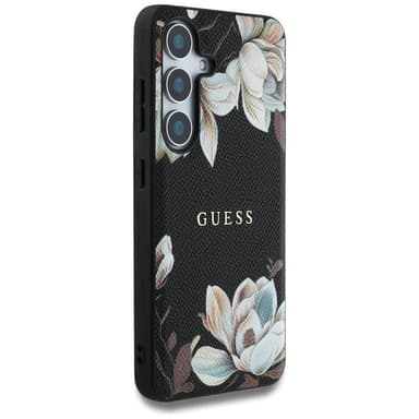 Guess Grained Flower MagSafe deksel Samsung Galaxy S25 - Svart