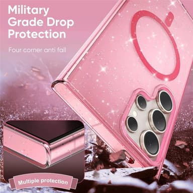 Glitter MagSafe deksel Samsung Galaxy S25 Ultra - Pink