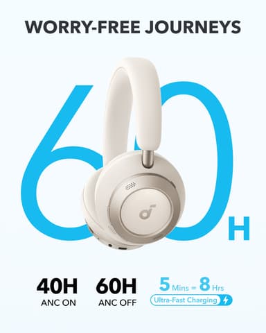 Soundcore Space One Pro trådløse around-ear hodetelefoner (hvit)