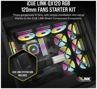 Corsair iCUE LINK OX120 RGB 120mm PWM vifte startsett (3-pakning)