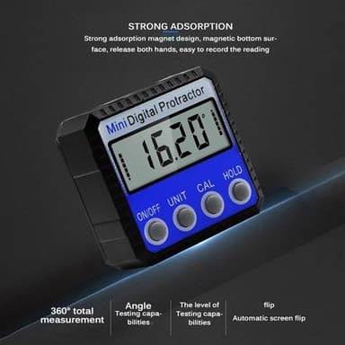 Digital Vinkelmåler med kraftig magnet - Lcd display