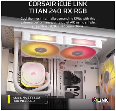 Corsair iCUE LINK TITAN 240mm RX RGB CPU vannkjøler (hvit)