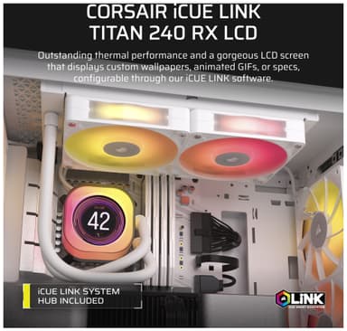 Corsair iCUE LINK TITAN 240mm RX LCD CPU vannkjøler (hvit)