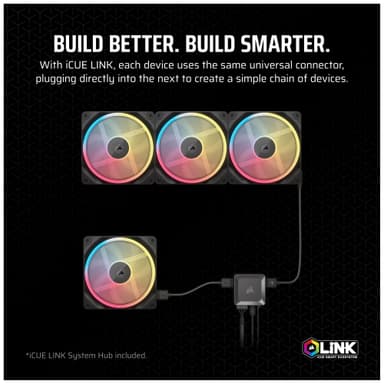 Corsair iCUE LINK LX120 RGB 120mm PWM vifte startsett (3-pakning)