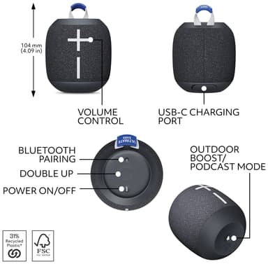 Ultimate Ears WONDERBOOM 4  trådløs bærbar høyttaler (active black)