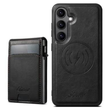 Kunstlærveske med magnet og kortholder for Samsung Galaxy S24 - Svart