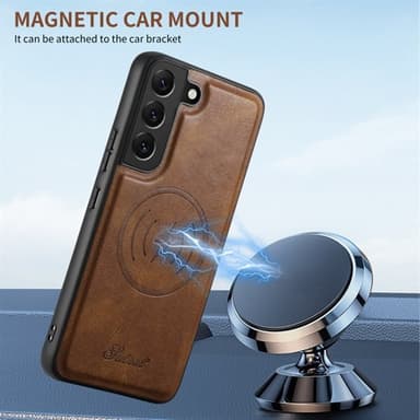 Kunstlærveske med magnet og kortholder for Samsung Galaxy S23 - Svart